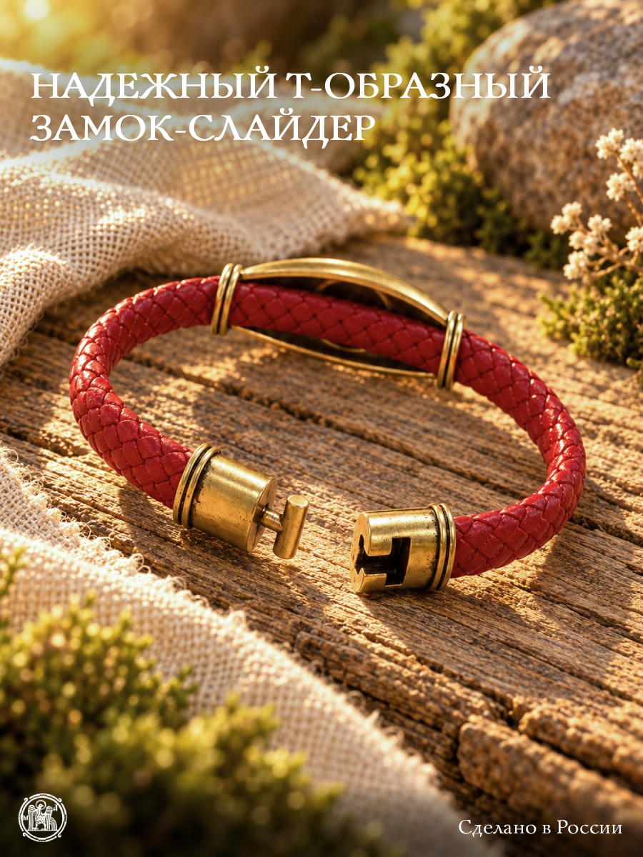 Кожаный плетеный браслет с шармом «Сегнерово колесо»