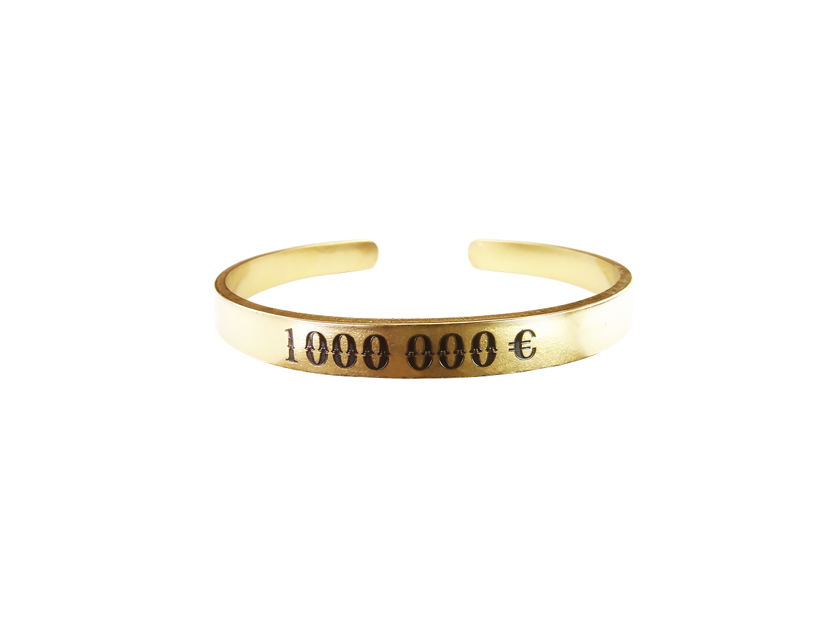 Браслет-мотиватор жесткий 7 мм «1000000 €». Толщина 2 мм