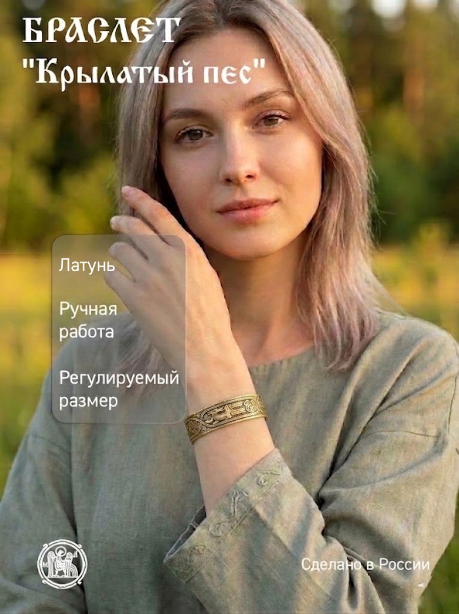 Браслет вогнутый «Крылатый пес»